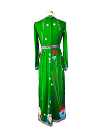 Abstract Tribal| Vintage 1970s Paganne Gene Berk Print Maxi Dres