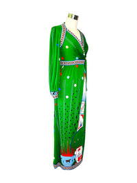 Abstract Tribal| Vintage 1970s Paganne Gene Berk Print Maxi Dres