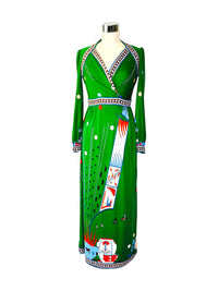Abstract Tribal| Vintage 1970s Paganne Gene Berk Print Maxi Dres