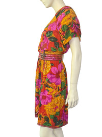Judith Ann Creations “Electric Floral Garden” Sequin Silk Wrap Dress