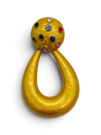 Jewel Constellation: 1980s Gold-Tone Door-Knocker Earrings