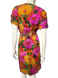 Judith Ann Creations “Electric Floral Garden” Sequin Silk Wrap Dress
