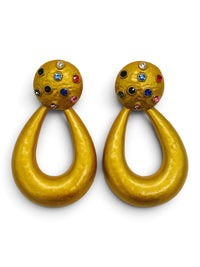 Jewel Constellation: 1980s Gold-Tone Door-Knocker Earrings