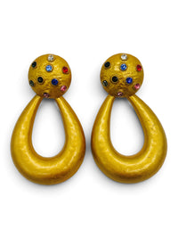Jewel Constellation: 1980s Gold-Tone Door-Knocker Earrings