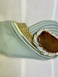 1980s Mint Stone & Geode Runway Leather Statement Belt M/L
