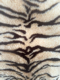 Rare 1980s Olympia Tiger Stripe Faux-Fur Swing Coat with Statement Shawl Collar