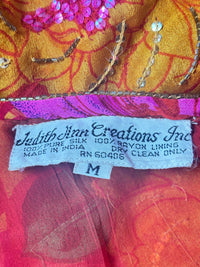 Judith Ann Creations “Electric Floral Garden” Sequin Silk Wrap Dress