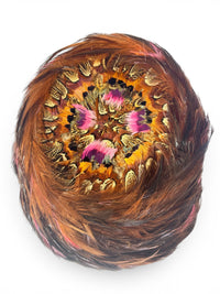 Birds of Paradise | Mid-Century Pink Peasant Feather Toque Hat