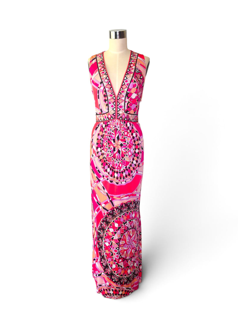 Vintage Emilio Pucci Coral Dreams Silk Jersey Maxi Dress