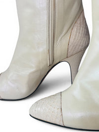 Pearl After Dark | Vintage Italian Pearlescent Leather Snakeskin Stiletto Boots