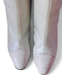 Pearl After Dark | Vintage Italian Pearlescent Leather Snakeskin Stiletto Boots