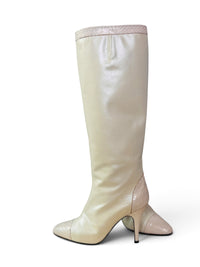 Pearl After Dark | Vintage Italian Pearlescent Leather Snakeskin Stiletto Boots