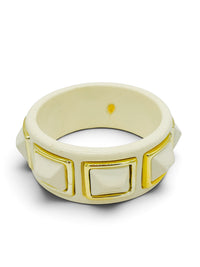 Ivory Geometry | Vintage Kenneth Jay Lane Architectural Bangle Bracelet