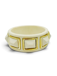 Ivory Geometry | Vintage Kenneth Jay Lane Architectural Bangle Bracelet