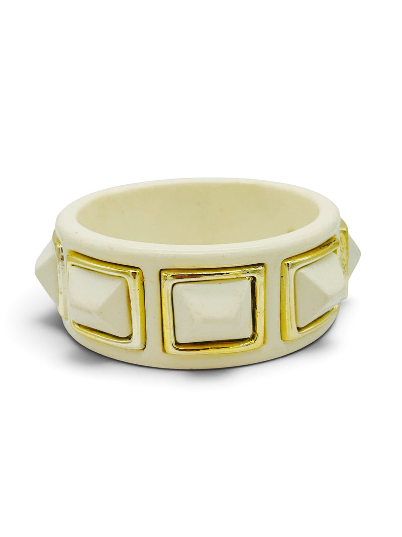 Ivory Geometry | Vintage Kenneth Jay Lane Architectural Bangle Bracelet