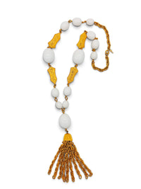 Trifari 70's Trifari “Gilded Dynasty” Asian-Inspired Beaded Tassel Necklace