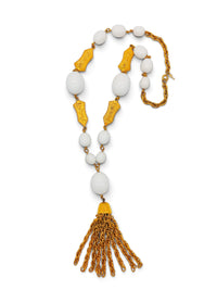 Trifari 70's Trifari “Gilded Dynasty” Asian-Inspired Beaded Tassel Necklace