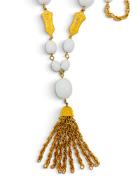 Trifari 70's Trifari “Gilded Dynasty” Asian-Inspired Beaded Tassel Necklace