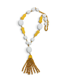 Trifari 70's Trifari “Gilded Dynasty” Asian-Inspired Beaded Tassel Necklace