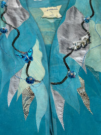 Natasa Leder Wearable Art Suede Butterfly Jacket | Beaded & Metallic Appliqué