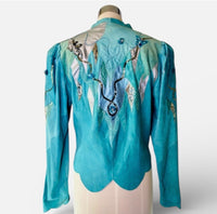 Natasa Leder Wearable Art Suede Butterfly Jacket | Beaded & Metallic Appliqué