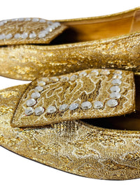 All That Glitters | Vintage 1960s Metallic Brocade Rhinestone Kitten Heels