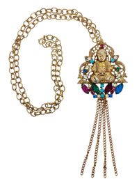 Temple of Jewels Buddha Necklace I Vintage 60s Rhinestone Buddha Statement Necklace
