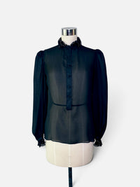 The Gilded Ruffle | Vintage 1980s St. John Black Sheer Blouse