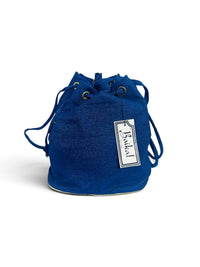 Baikal Vintage 1980s Denim and Rhinestone Statement Drawstring Bucket Bag
