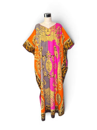 Vintage J. Peterman Bold Cotton Baroque Leopard Statement Kaftan