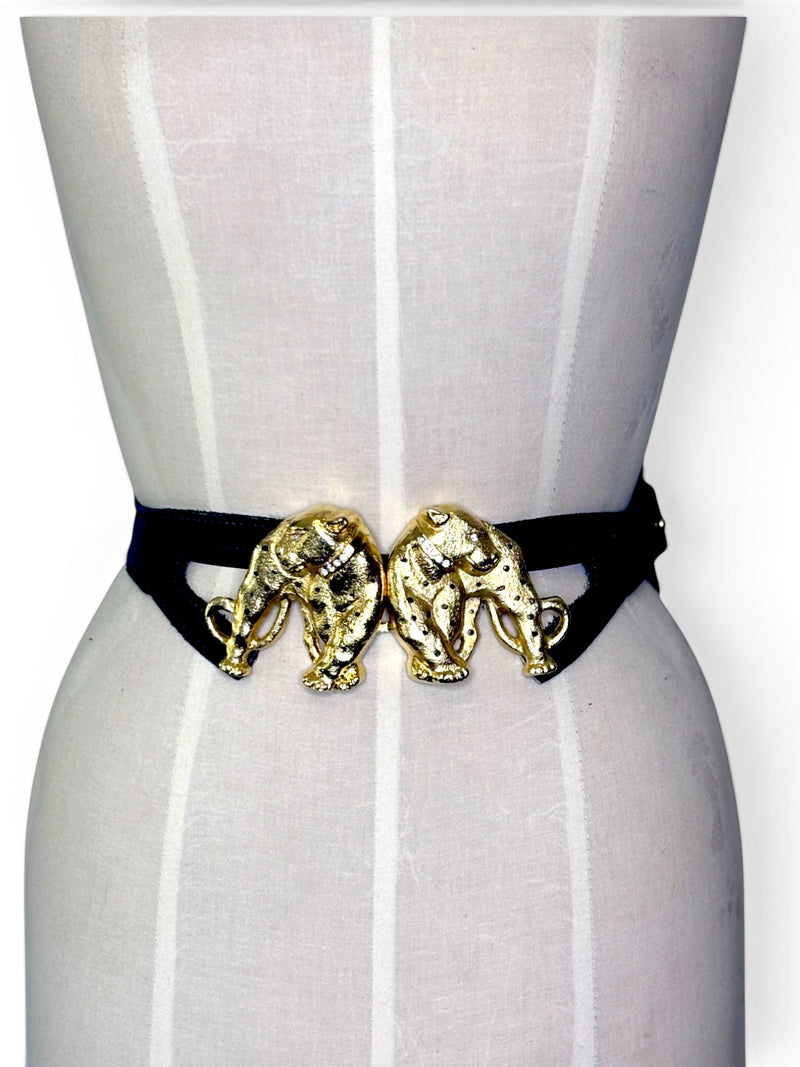 Golden Guardians | Vintage Les Sacs De Léo Rexx Jeweled Leopard Statement Belt