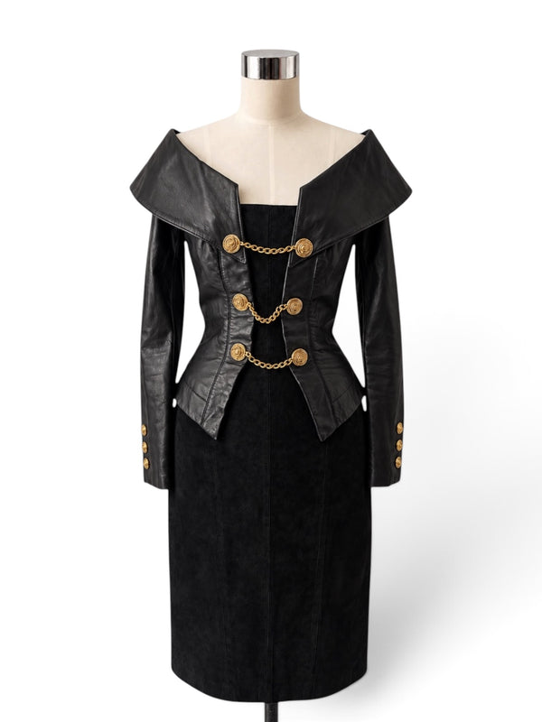 Michael Hoban for North Beach Leather | Sculptural Black Leather & Suede Dress