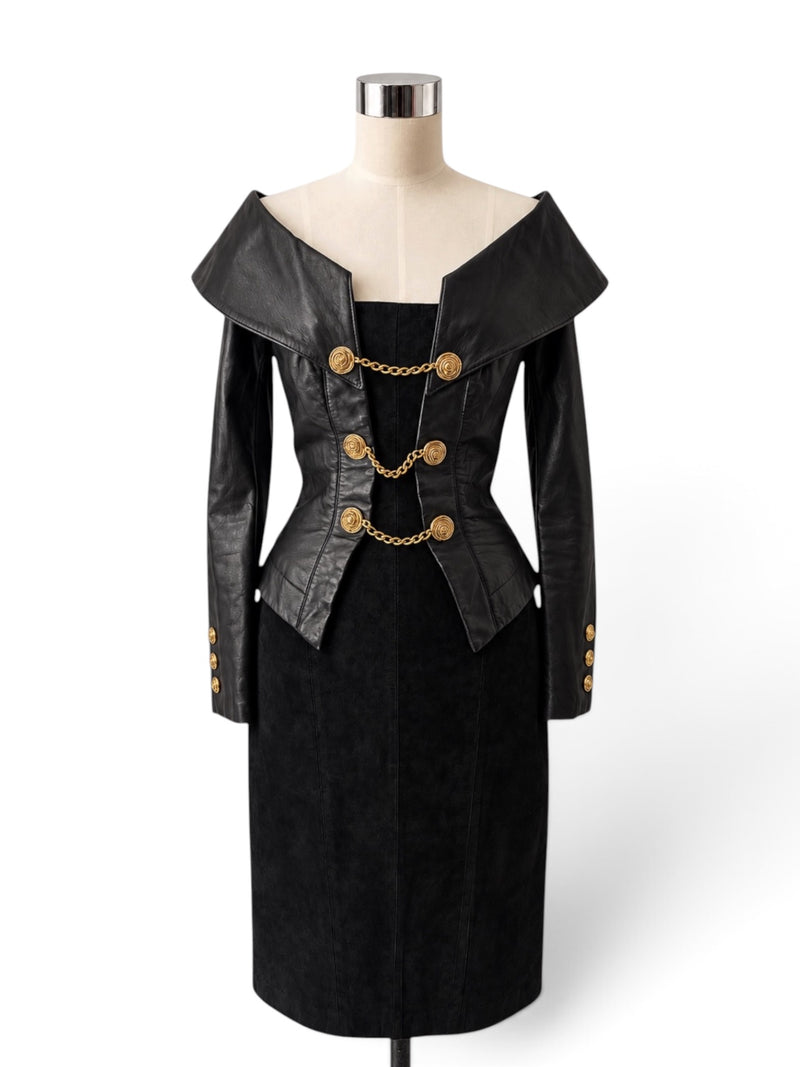 Michael Hoban for North Beach Leather | Sculptural Black Leather & Suede Dress