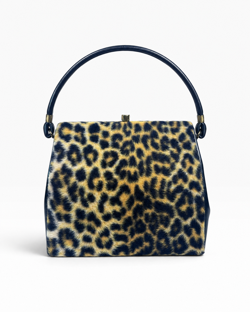 The Wild One | 60s Vintage Leopard Print Top Handle Faux Fur Handbag
