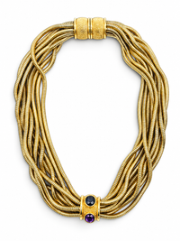Gilded Currents: Vintage Givenchy Amethyst Crystal Multi-Strand Necklace