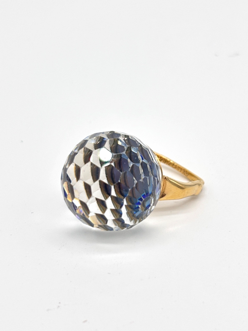 Vintage 1969 Vendome "CRYSTAL BALL" 3D Disco Prism Ring