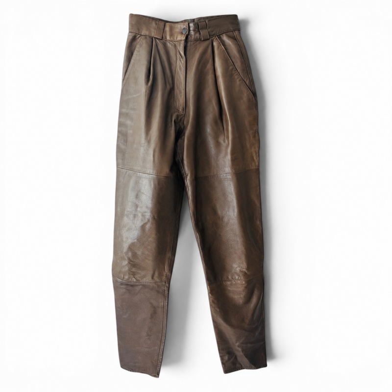 Vintage Tannery West Chocolate Leather Pants | High Waisted Soft 80s Leather Trousers